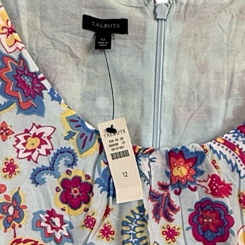 NWT Talbots Charming Floral Belted Voile Mazi Dress size 12 cotton, lined - Picture 15 of 15